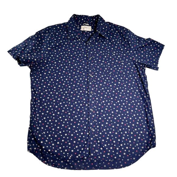 Denim & Supply Ralph Lauren Button Shirt Men XXL Reg Fit Red White Stars on Blue - Picture 1 of 12